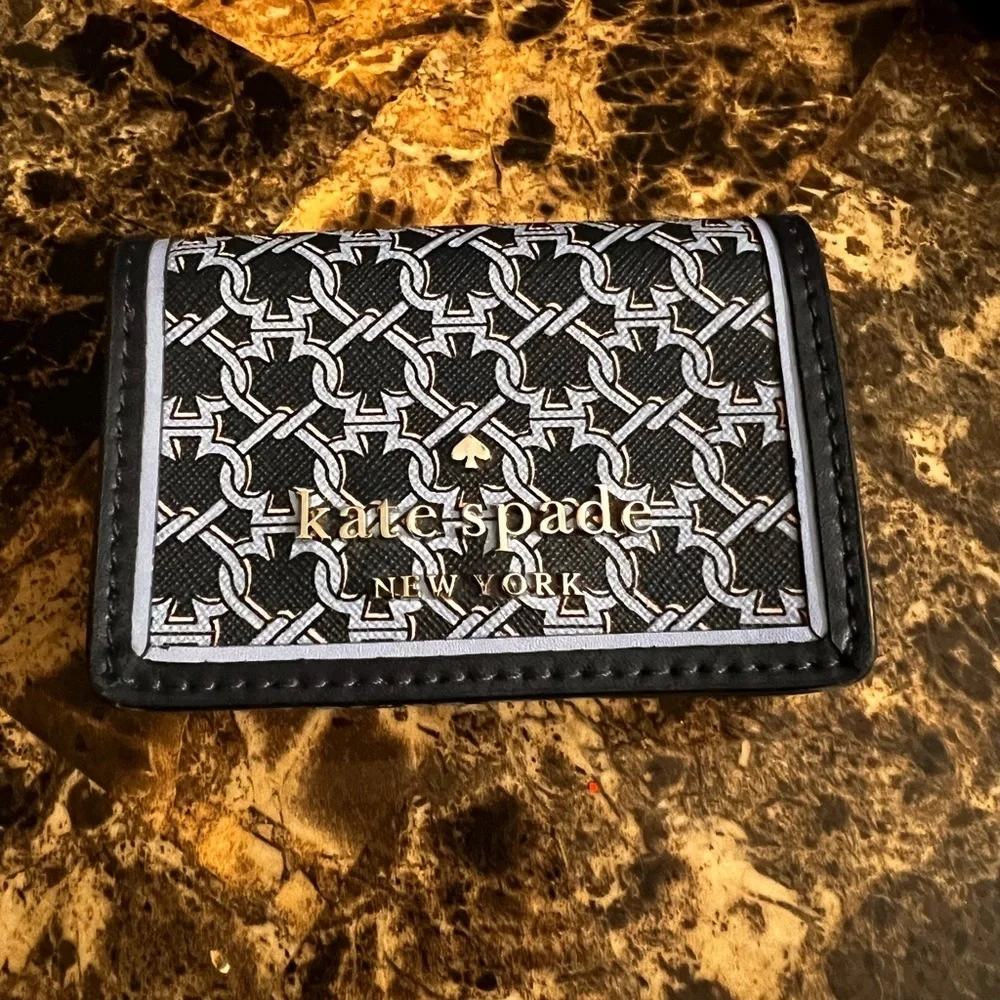 Kate Spade Geometric Blue multi fold wallet NWOT